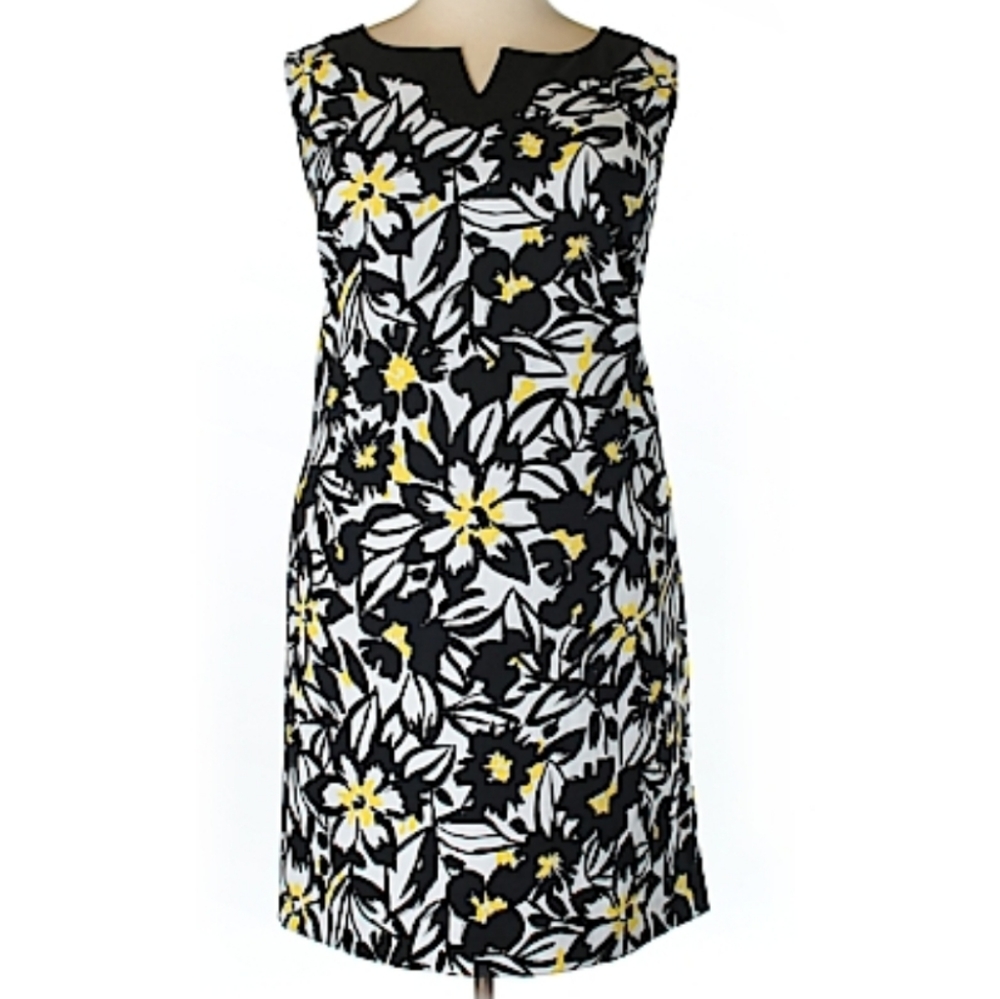 Jessica Howard Black White Abstract Floral Dress EUC sz 20W
